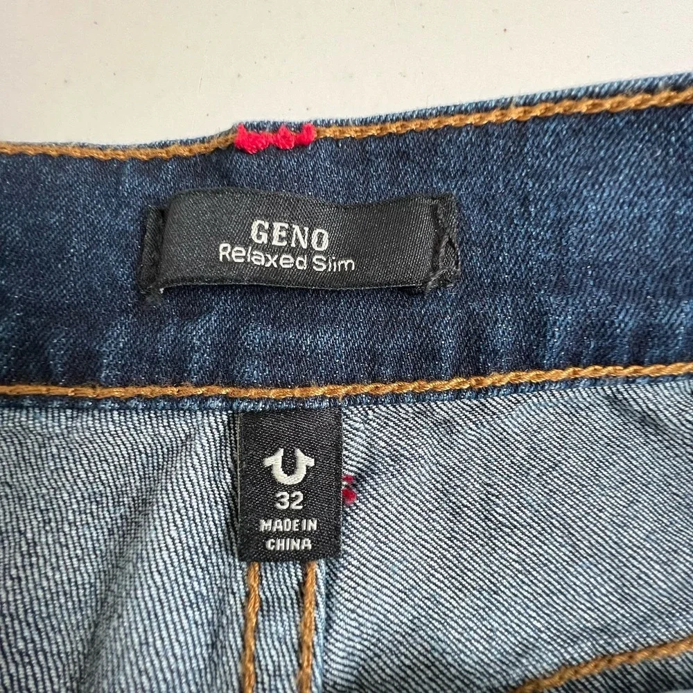NEW True Religion Mens 32X32 Geno Relaxed‎ Slim Dark Wash Jeans MSRP $159